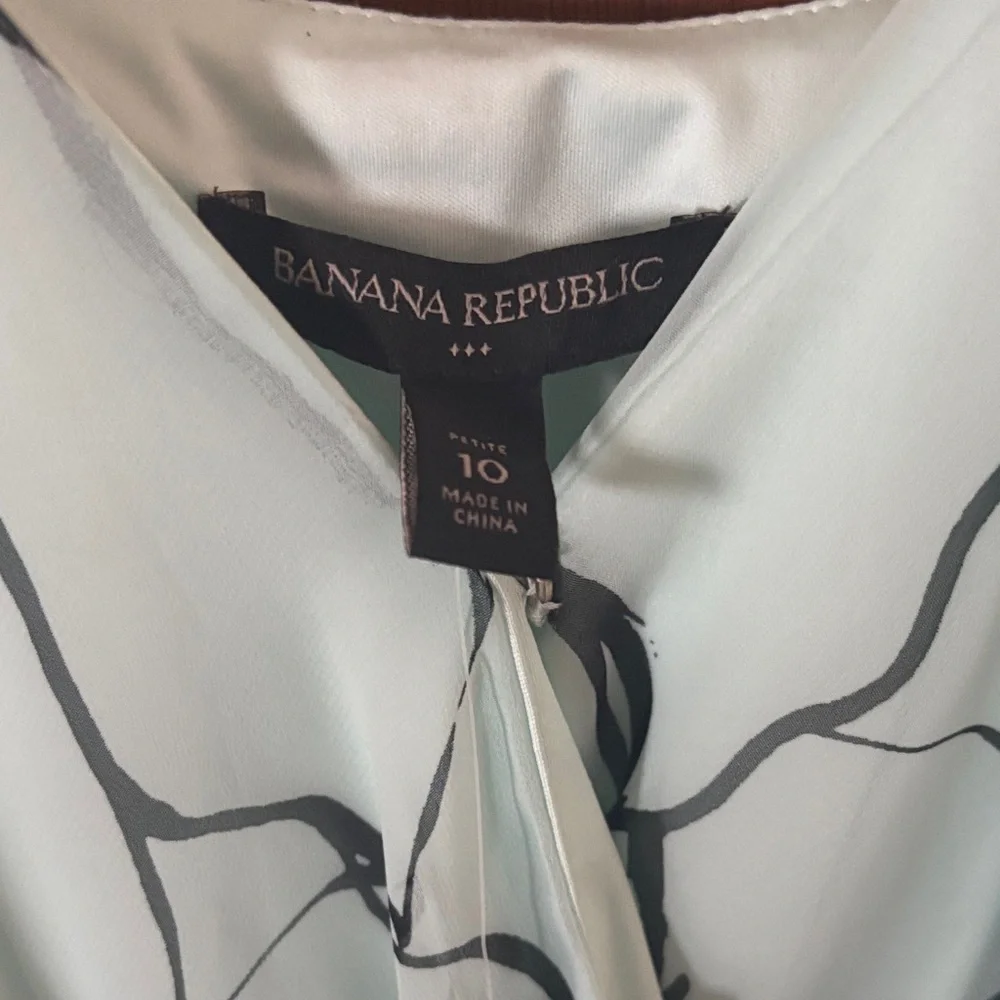 NWT Petite Banana Republic Mint and Black Ruffle Floral Maxi Dress - Picture 2 of 8